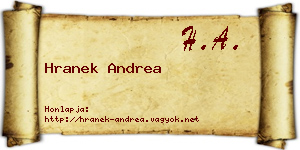 Hranek Andrea névjegykártya